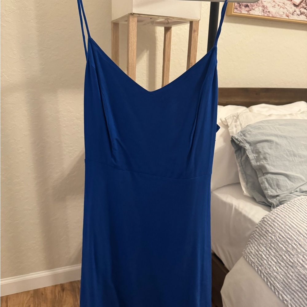 Elegant Blue Spaghetti Strap Dress